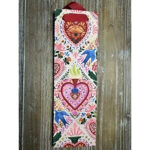 World Market Floral Heart Bird Wine Bag Paper Pink Red Blue Handle
